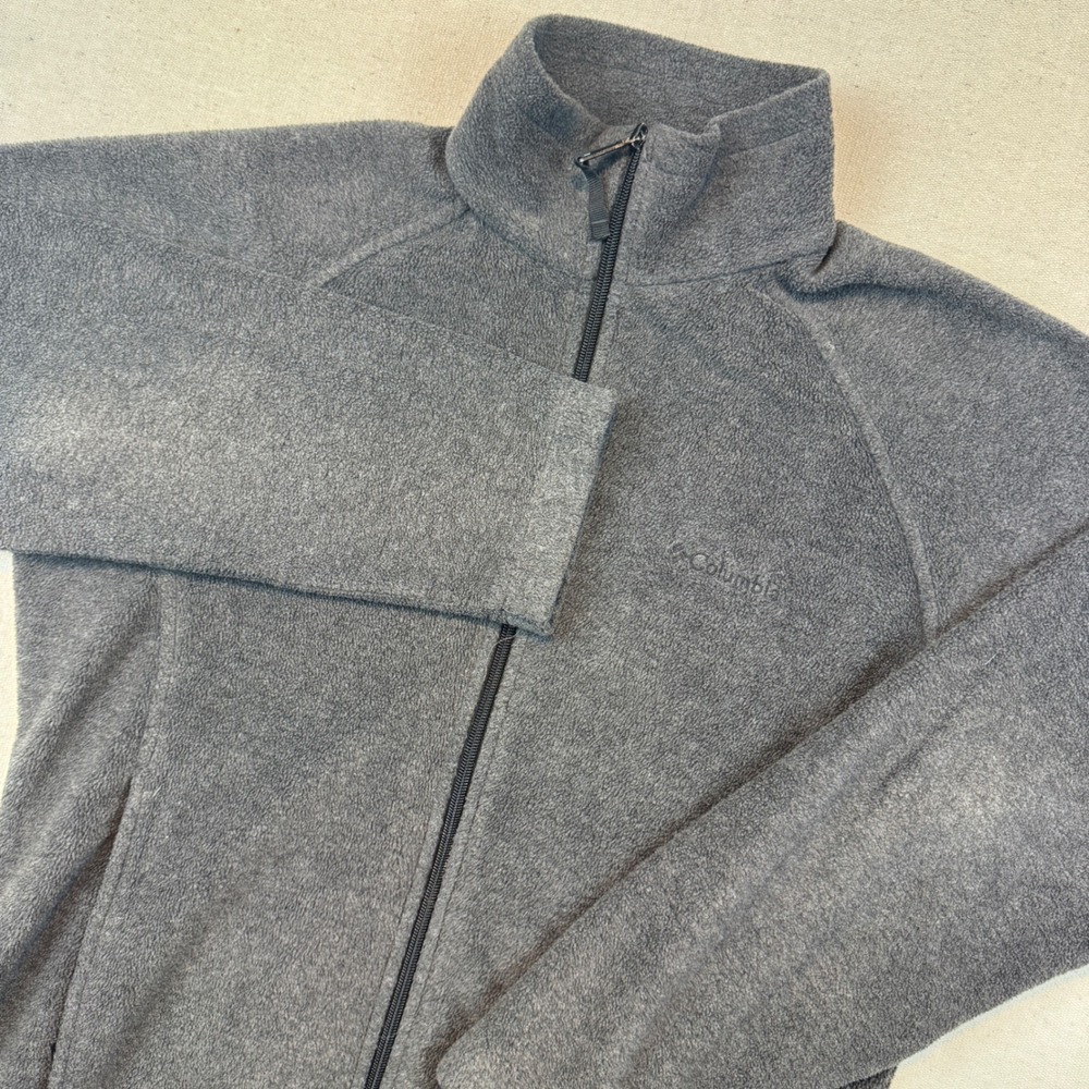 Columbia Small Fleece Jacket Women Gray Full Zip XL6919 Mock Neck Raglan Sleeve